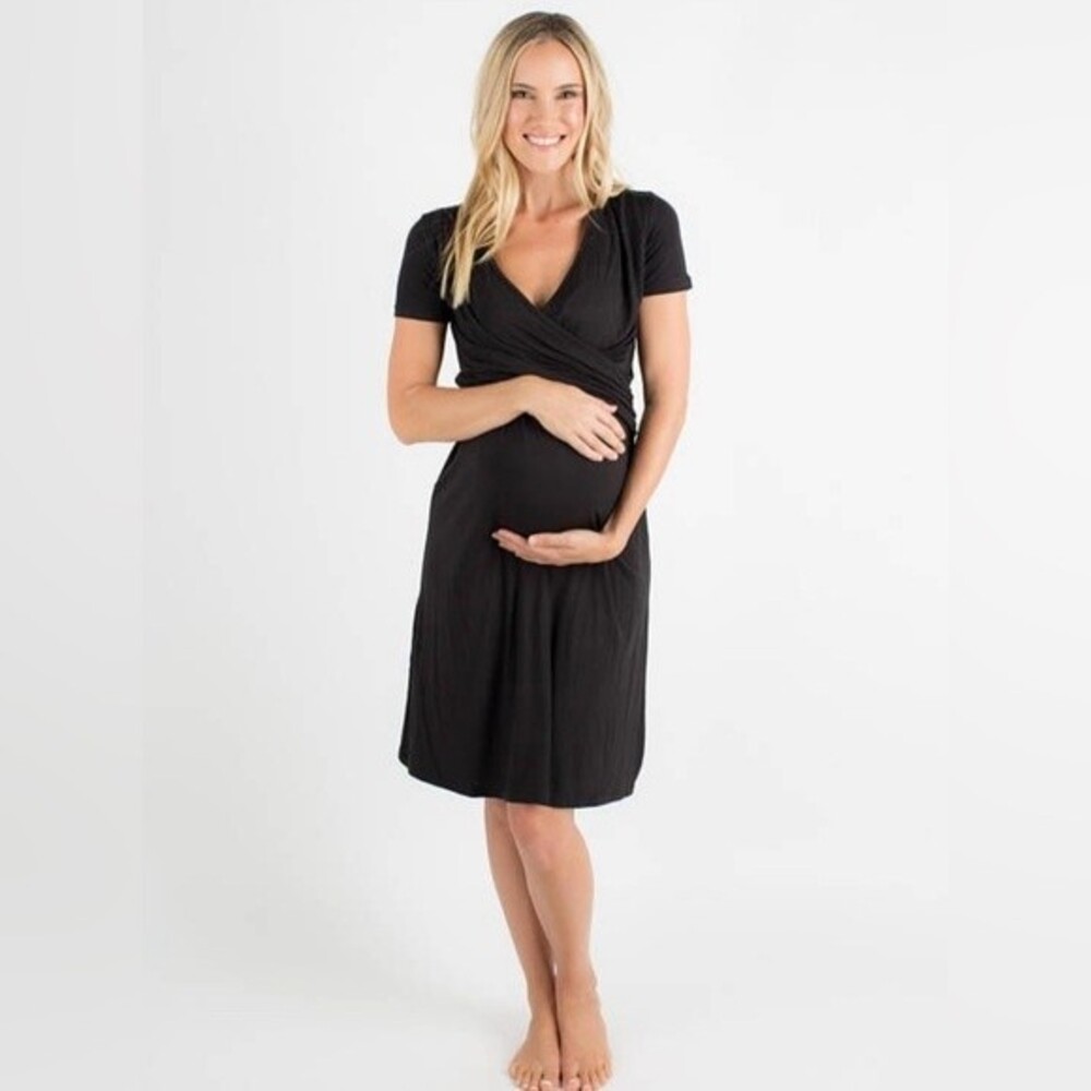 Old Navy Maternity Black Wrap Style Ruched Dress Size XL NWT